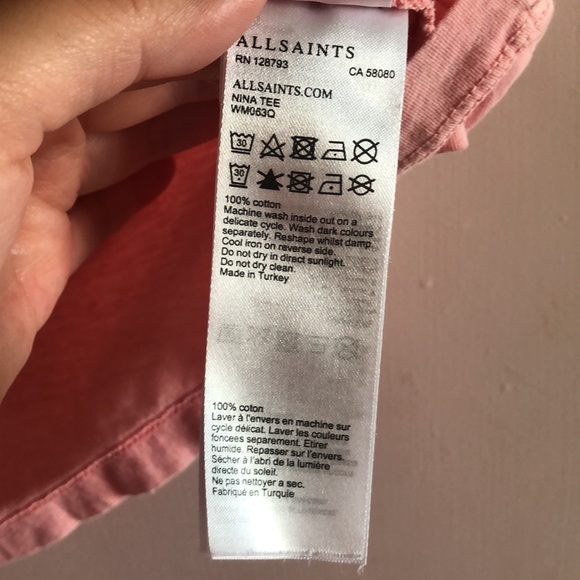 All Saints Pink T-shirt SZ S - Picture 3 of 6